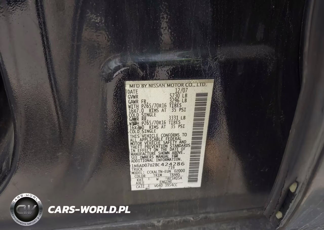 2008 Nissan Frontier Se VIN:1N6AD07U28C424286 - 9