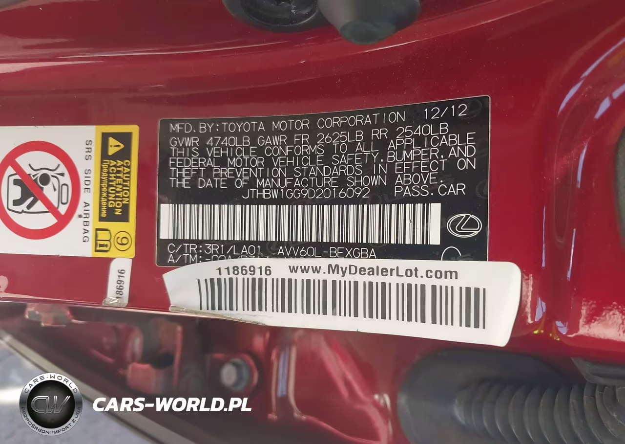 2013 Lexus Es 300H VIN:JTHBW1GG9D2016092 - 9