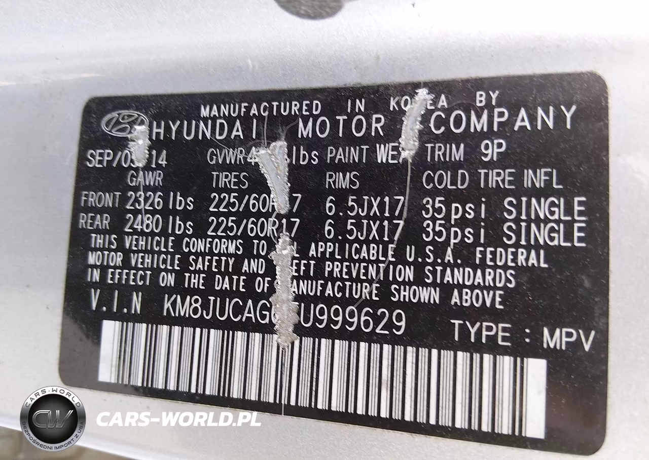 2015 Hyundai Tucson Se VIN:KM8JUCAG6FU999629 - 9