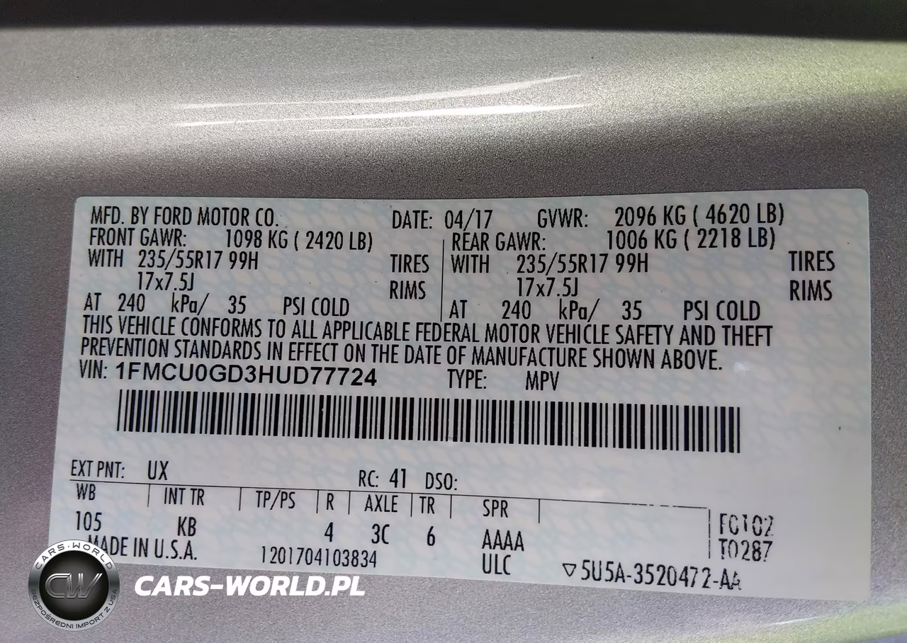 2017 Ford Escape Se VIN:1FMCU0GD3HUD77724 - 9