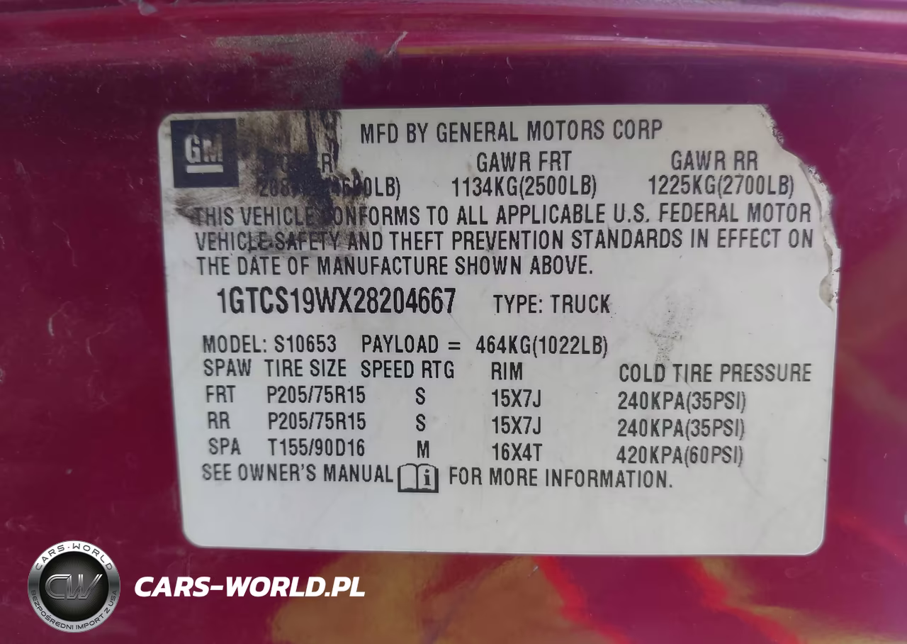 2002 GMC Sonoma Sls VIN:1GTCS19WX28204667 - 9