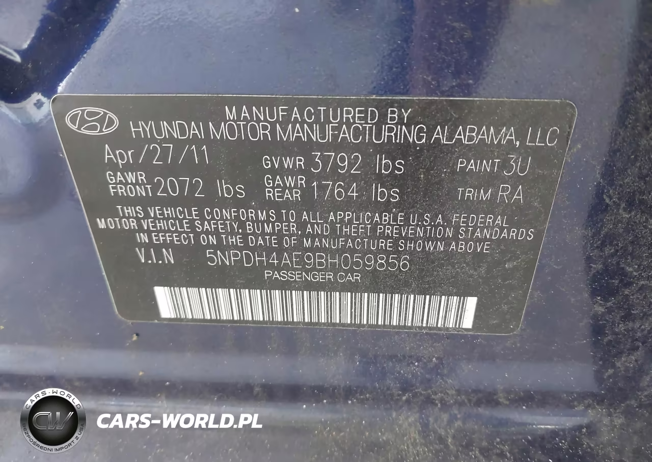 2011 Hyundai Elantra Gls VIN:5NPDH4AE9BH059856 - 9