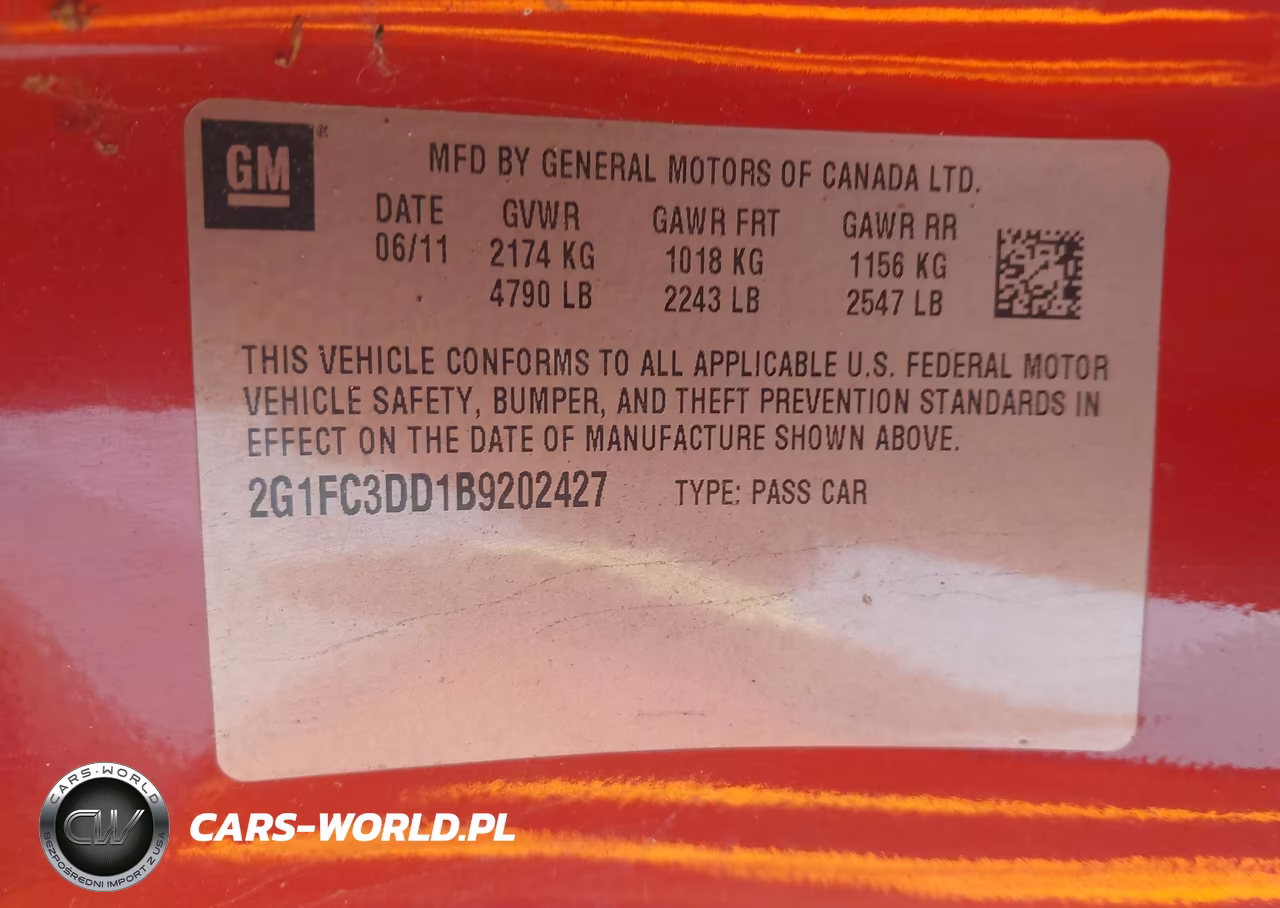 2011 Chevrolet Camaro 2Lt VIN:2G1FC3DD1B9202427 - 9