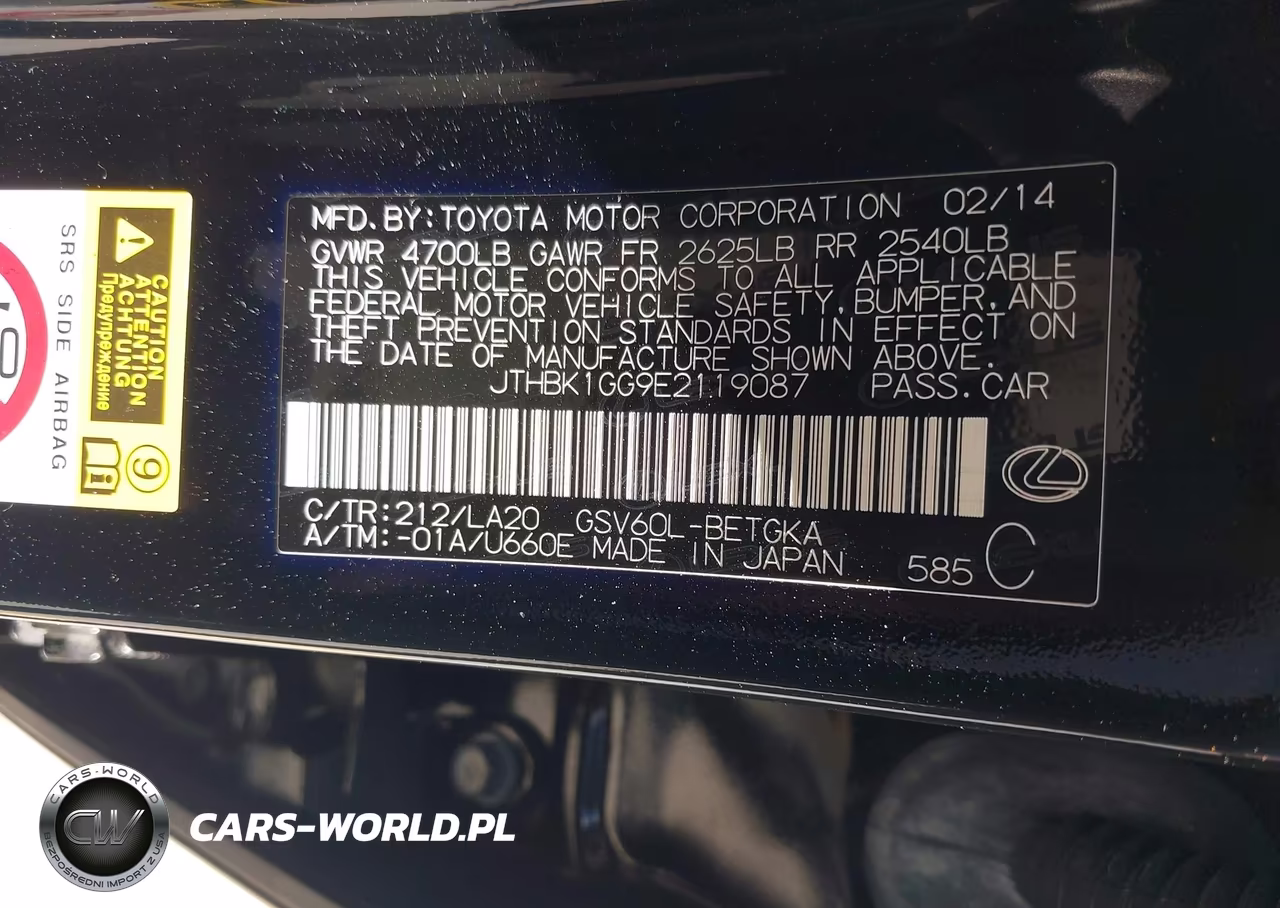2014 Lexus Es 350 VIN:JTHBK1GG9E2119087 - 9