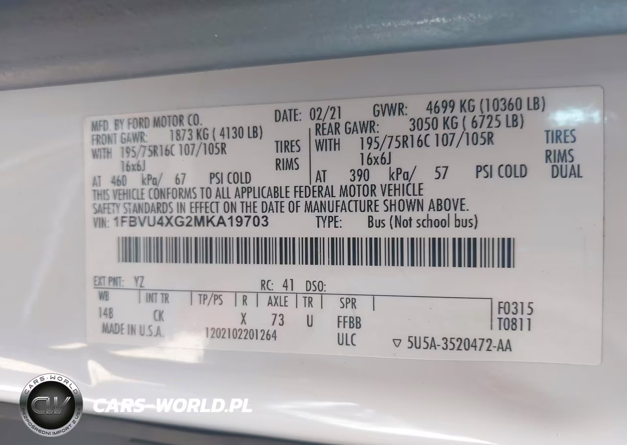 2021 Ford Transit-350 Passenger Van Xlt VIN:1FBVU4XG2MKA19703 - 8