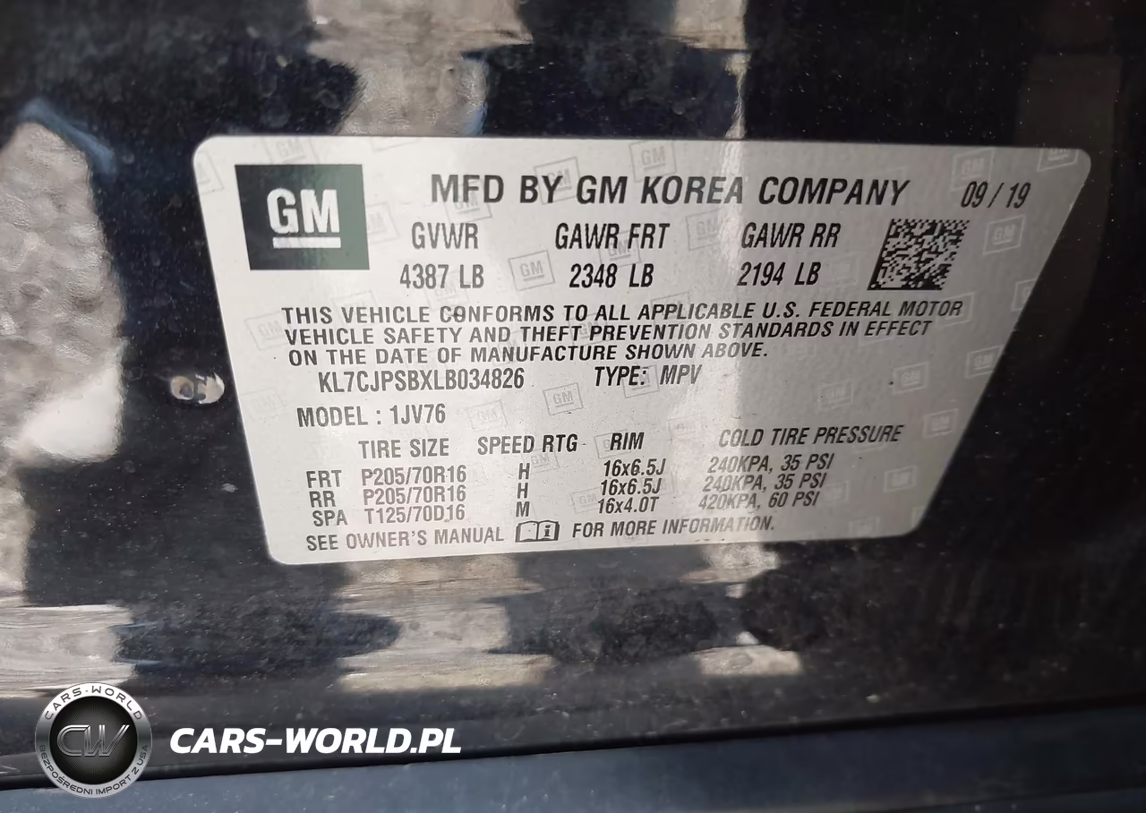 2020 Chevrolet Trax Awd Lt VIN:KL7CJPSBXLB034826 - 9