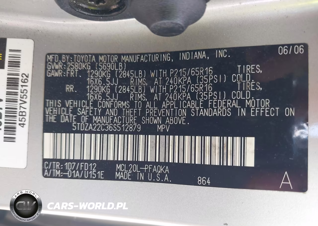 2006 Toyota Sienna Xle VIN:5TDZA22C36S512879 - 9