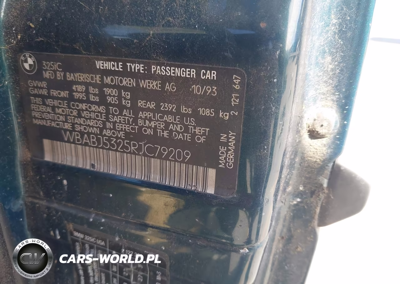 1994 BMW 325 Ic VIN:WBABJ5325RJC79209 - 9
