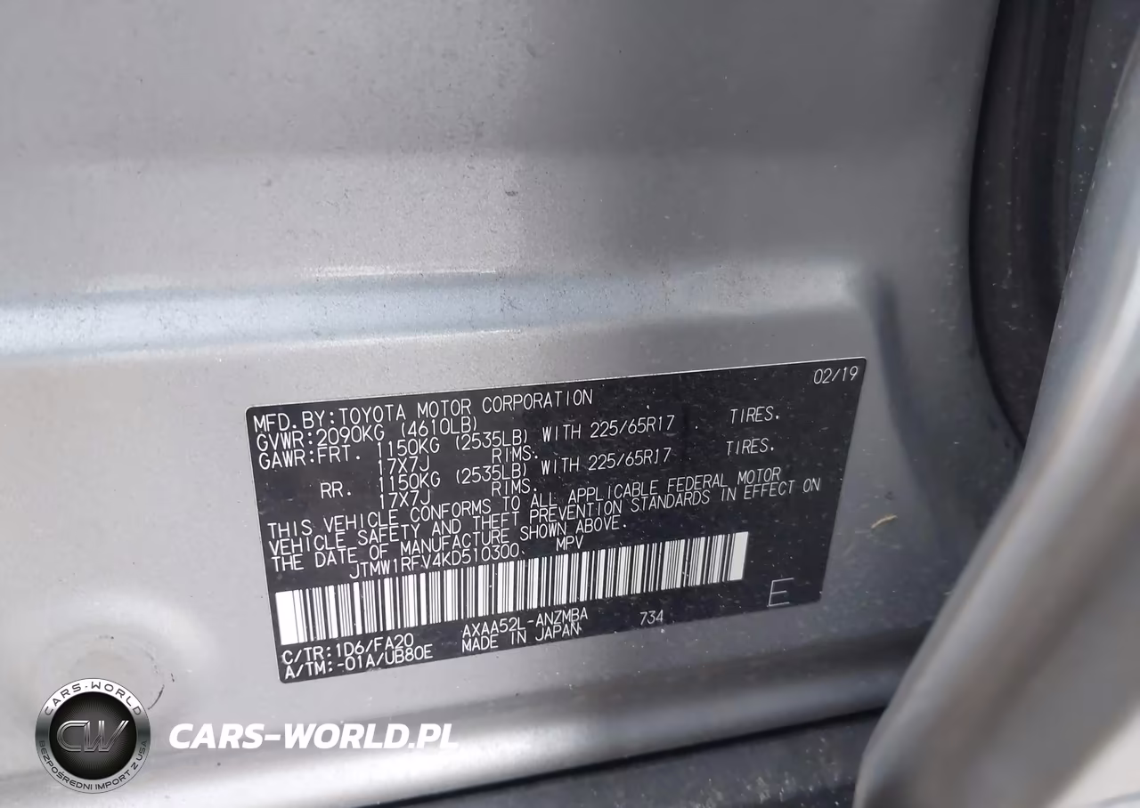 2019 Toyota Rav4 Xle VIN:JTMW1RFV4KD510300 - 9