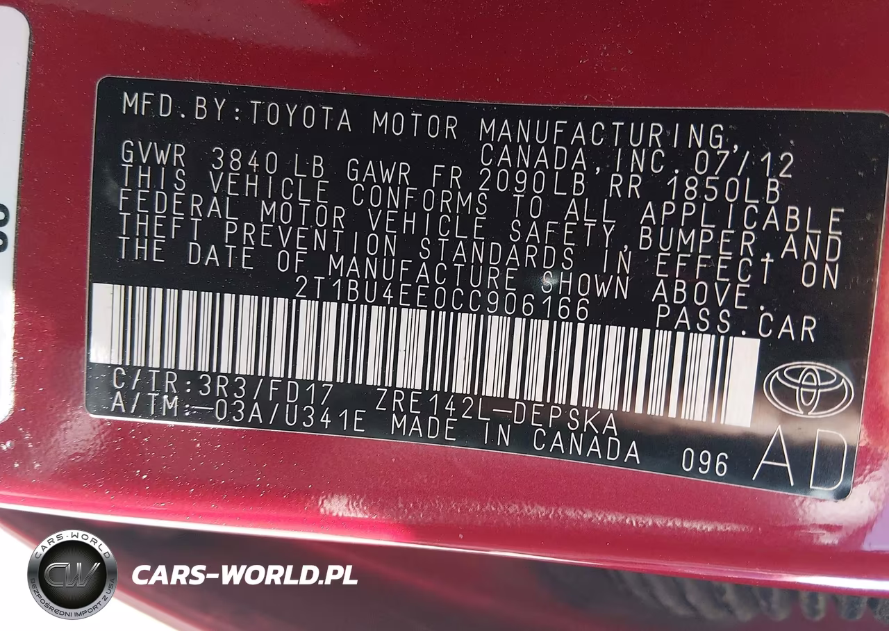 2012 Toyota Corolla S VIN:2T1BU4EE0CC906166 - 9