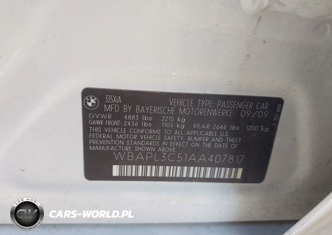 2010 BMW 335I xDrive VIN:WBAPL3C51AA407817 - 9