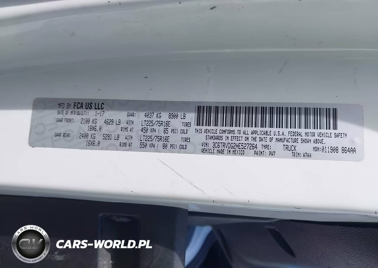 2017 Ram Promaster 2500 High Roof 159 Wb VIN:3C6TRVDG2HE527264 - 9