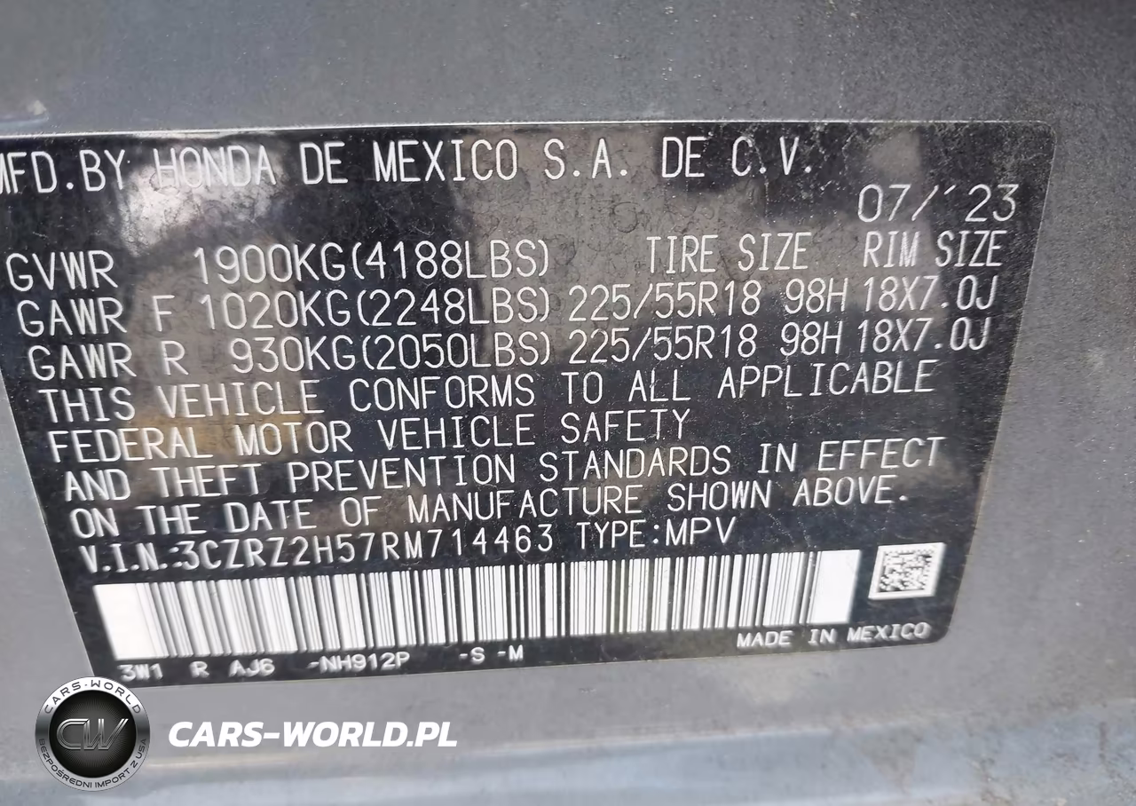 2024 Honda Hr-V Awd Sport-Awd Sport W-O Bsi VIN:3CZRZ2H57RM714463 - 9