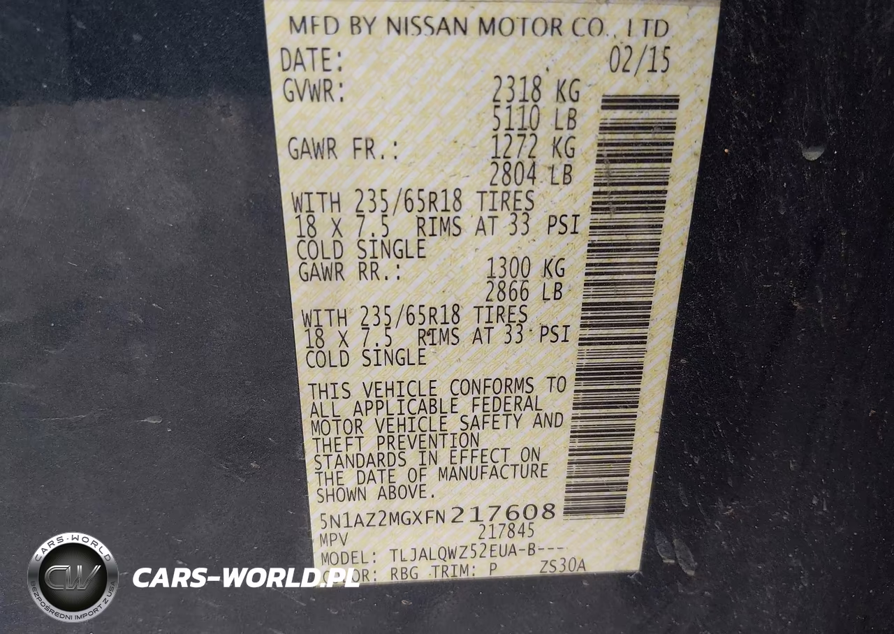 2015 Nissan Murano Sv VIN:5N1AZ2MGXFN217608 - 9