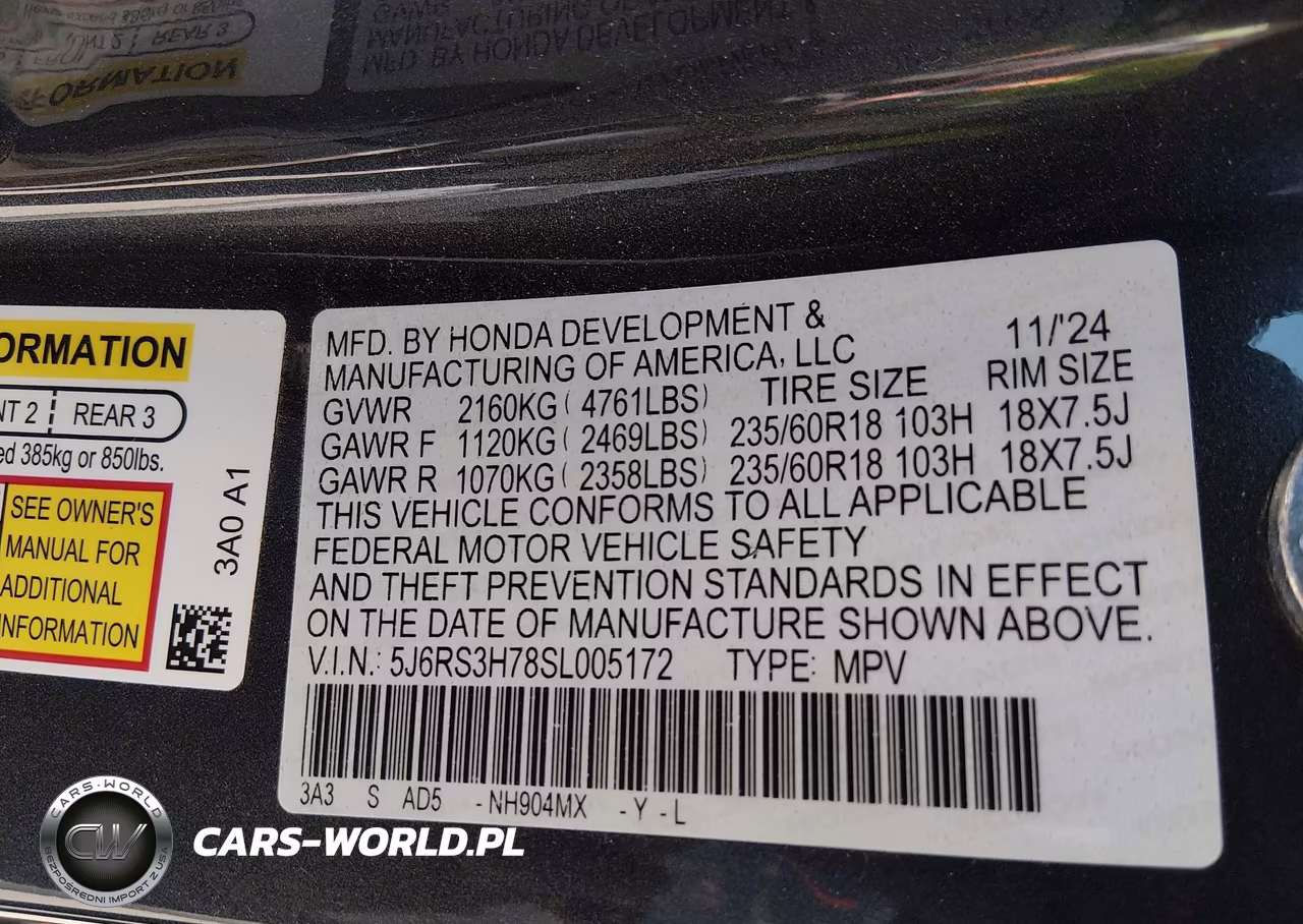 2025 Honda Cr-V Ex-L 2Wd VIN:5J6RS3H78SL005172 - 9