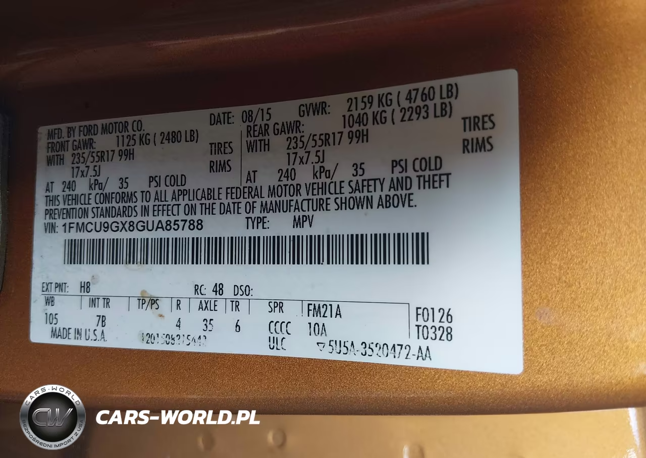 2016 Ford Escape Se VIN:1FMCU9GX8GUA85788 - 9
