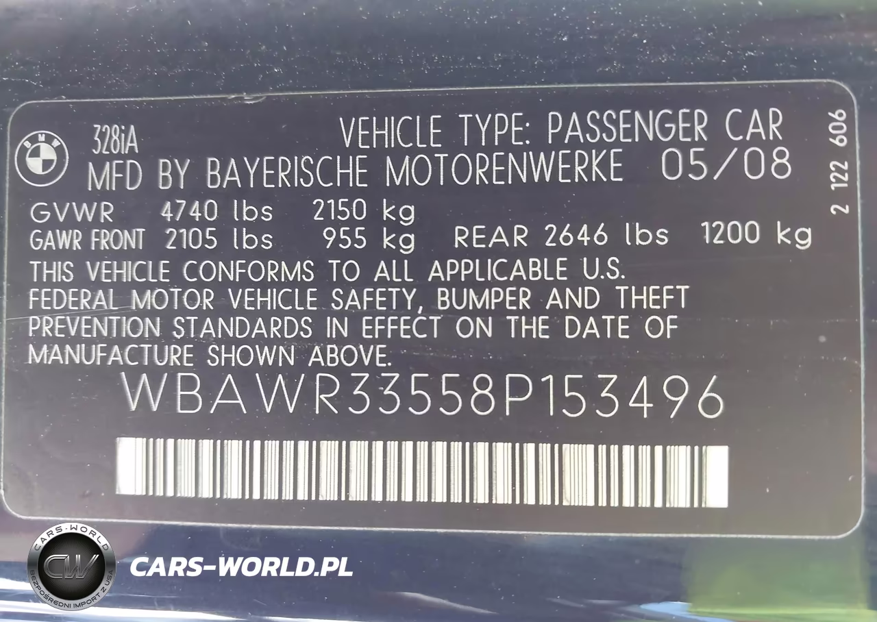 2008 BMW 328I VIN:WBAWR33558P153496 - 9