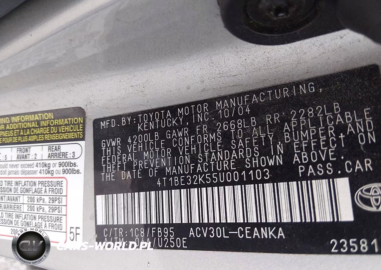 2005 Toyota Camry Le VIN:4T1BE32K55U001103 - 9