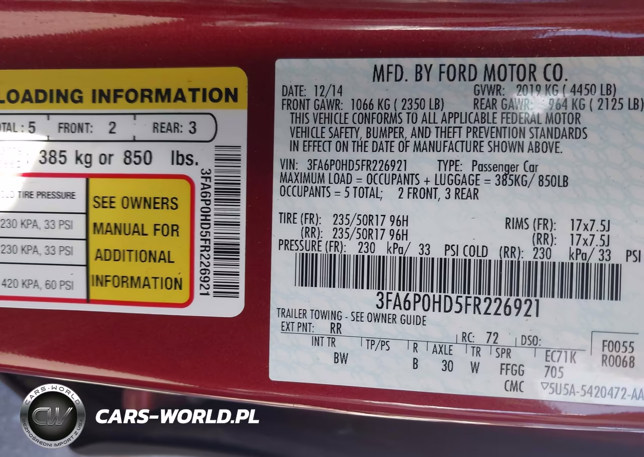 2015 Ford Fusion Se VIN:3FA6P0HD5FR226921 - 9