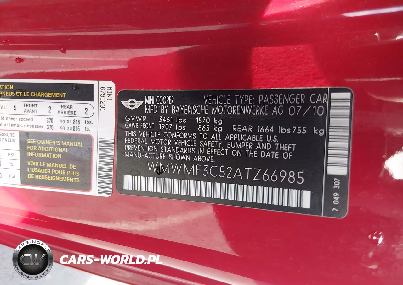2010 Mini Cooper VIN:WMWMF3C52ATZ66985 - 9