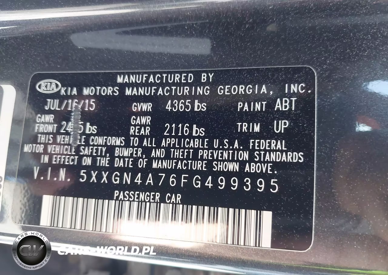 2015 Kia Optima Ex VIN:5XXGN4A76FG499395 - 9