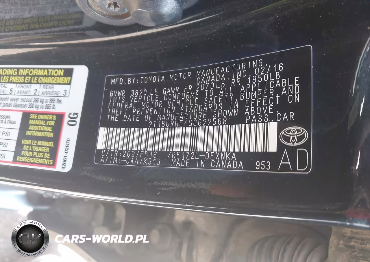 2016 Toyota Corolla Le VIN:2T1BURHE4GC622568 - 9