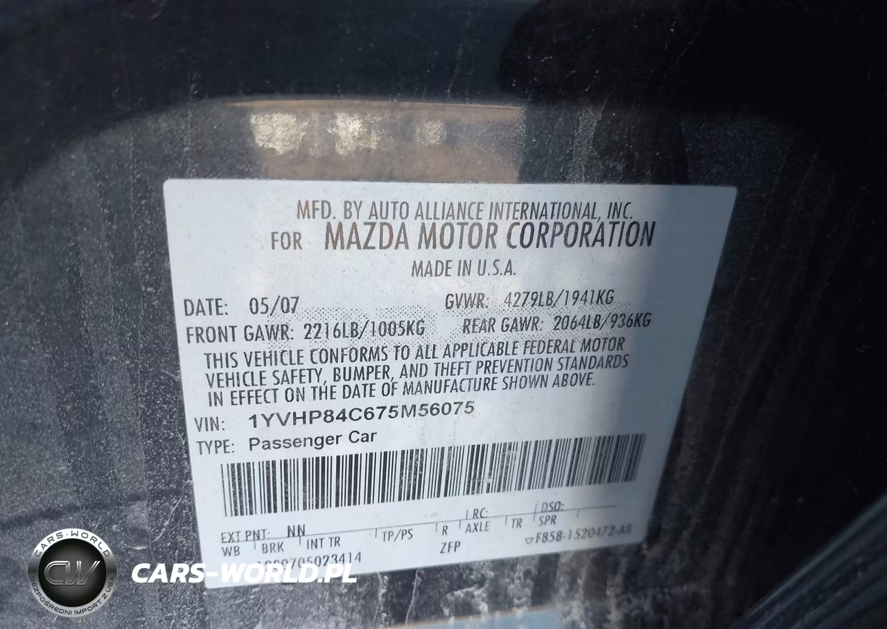 2007 Mazda Mazda6 I Sport Ve VIN:1YVHP84C675M56075 - 9