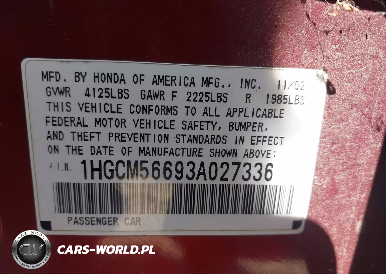 2003 Honda Accord 2.4 Ex VIN:1HGCM56693A027336 - 9