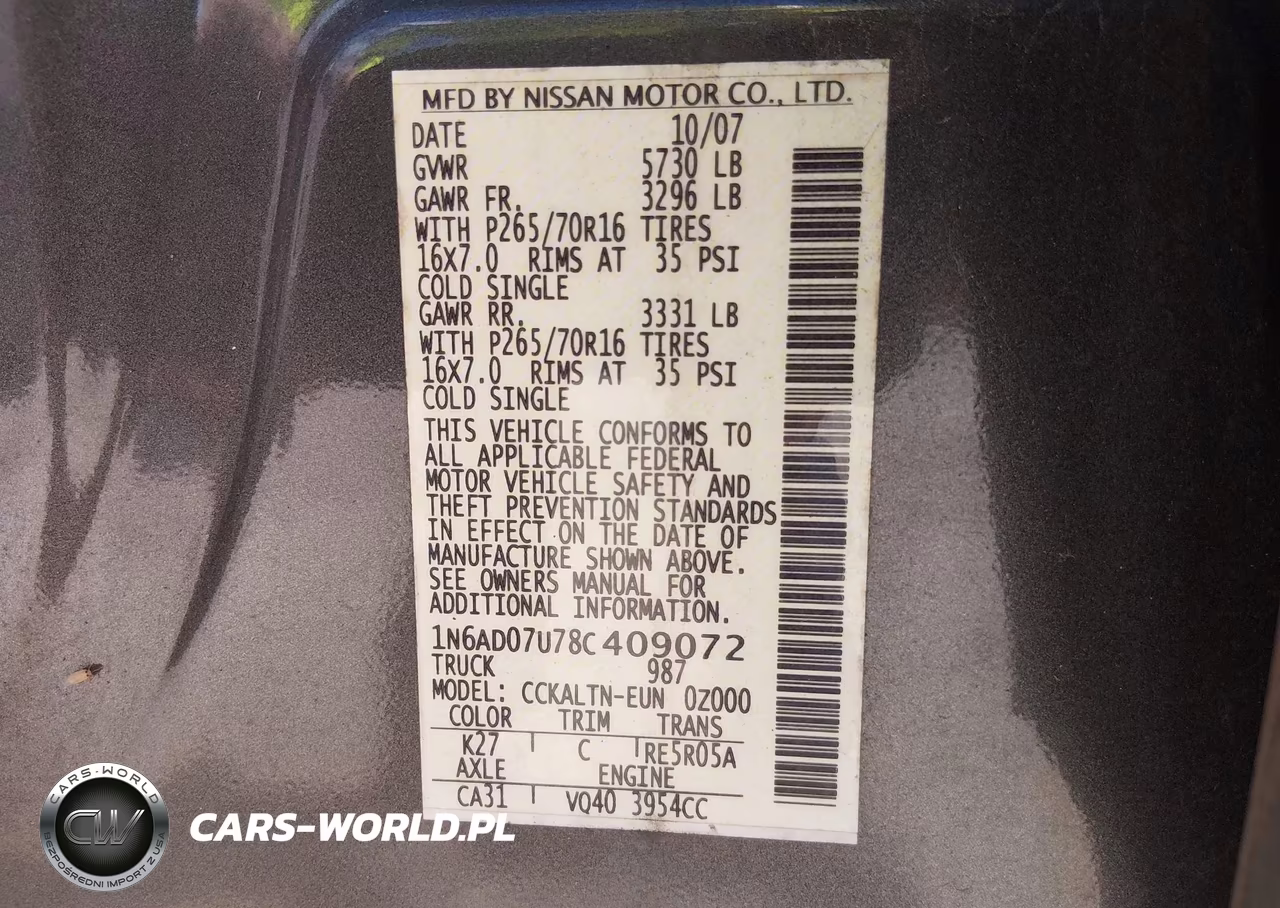 2008 Nissan Frontier Se VIN:1N6AD07U78C409072 - 9