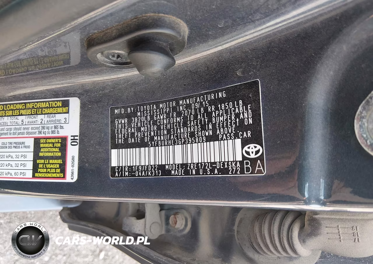 2016 Toyota Corolla S Plus VIN:5YFBURHE3GP395809 - 9