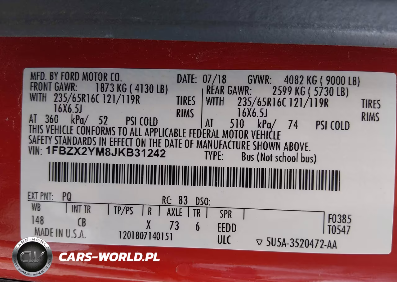 2018 Ford Transit-350 Xl VIN:1FBZX2YM8JKB31242 - 9