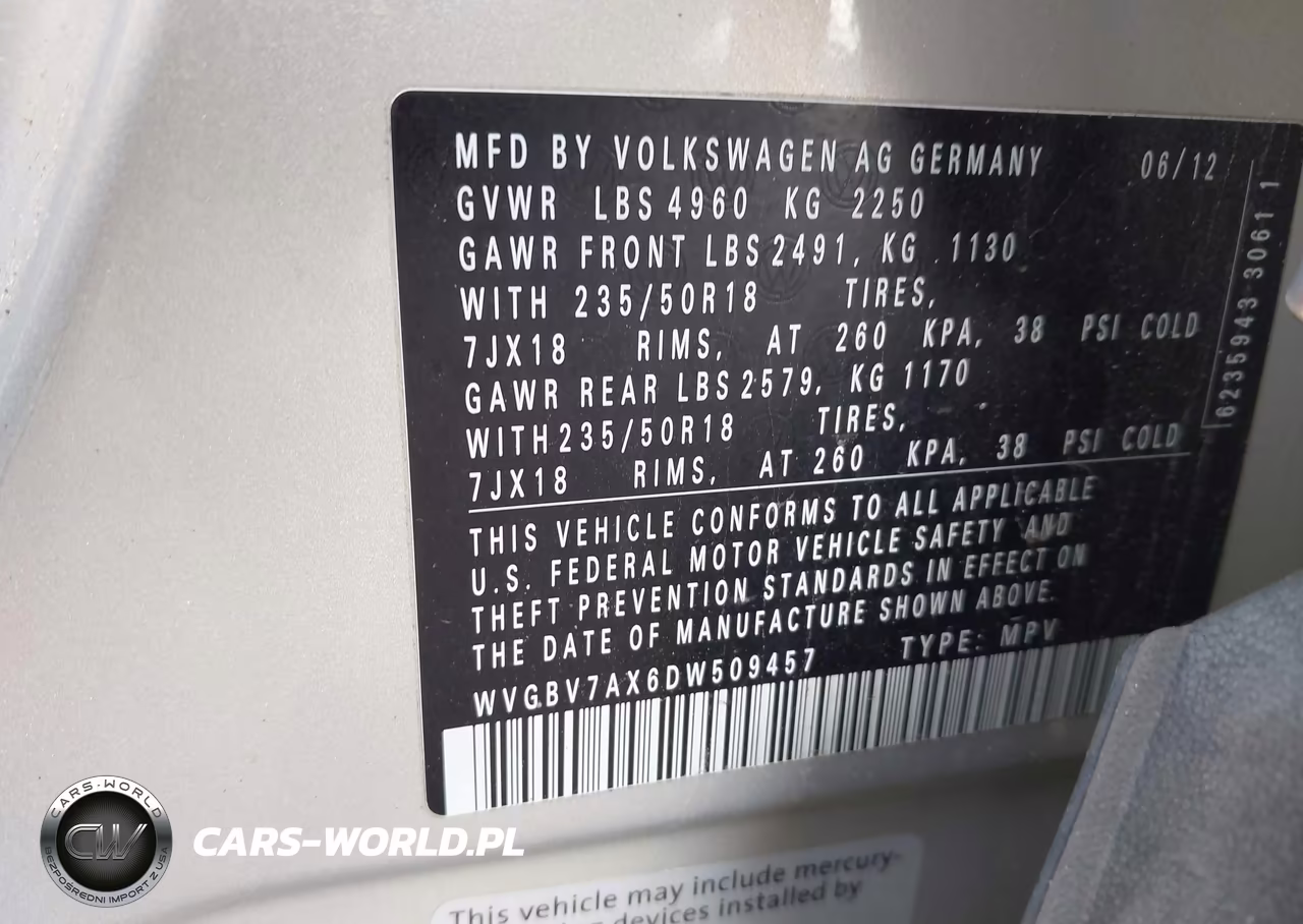 2013 Volkswagen Tiguan Se VIN:WVGBV7AX6DW509457 - 9