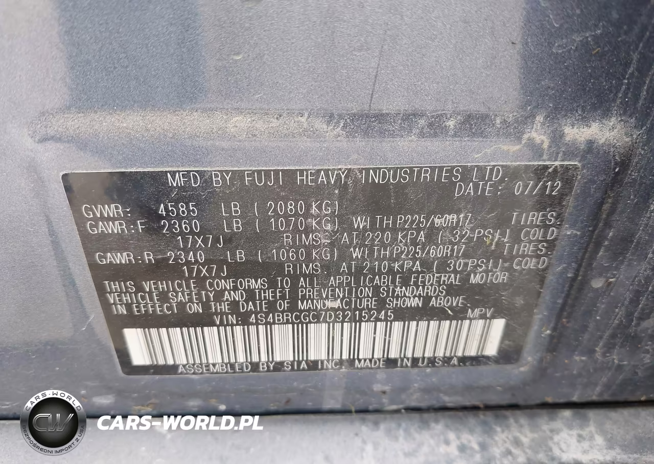 2013 Subaru Outback 2.5I Premium VIN:4S4BRCGC7D3215245 - 9