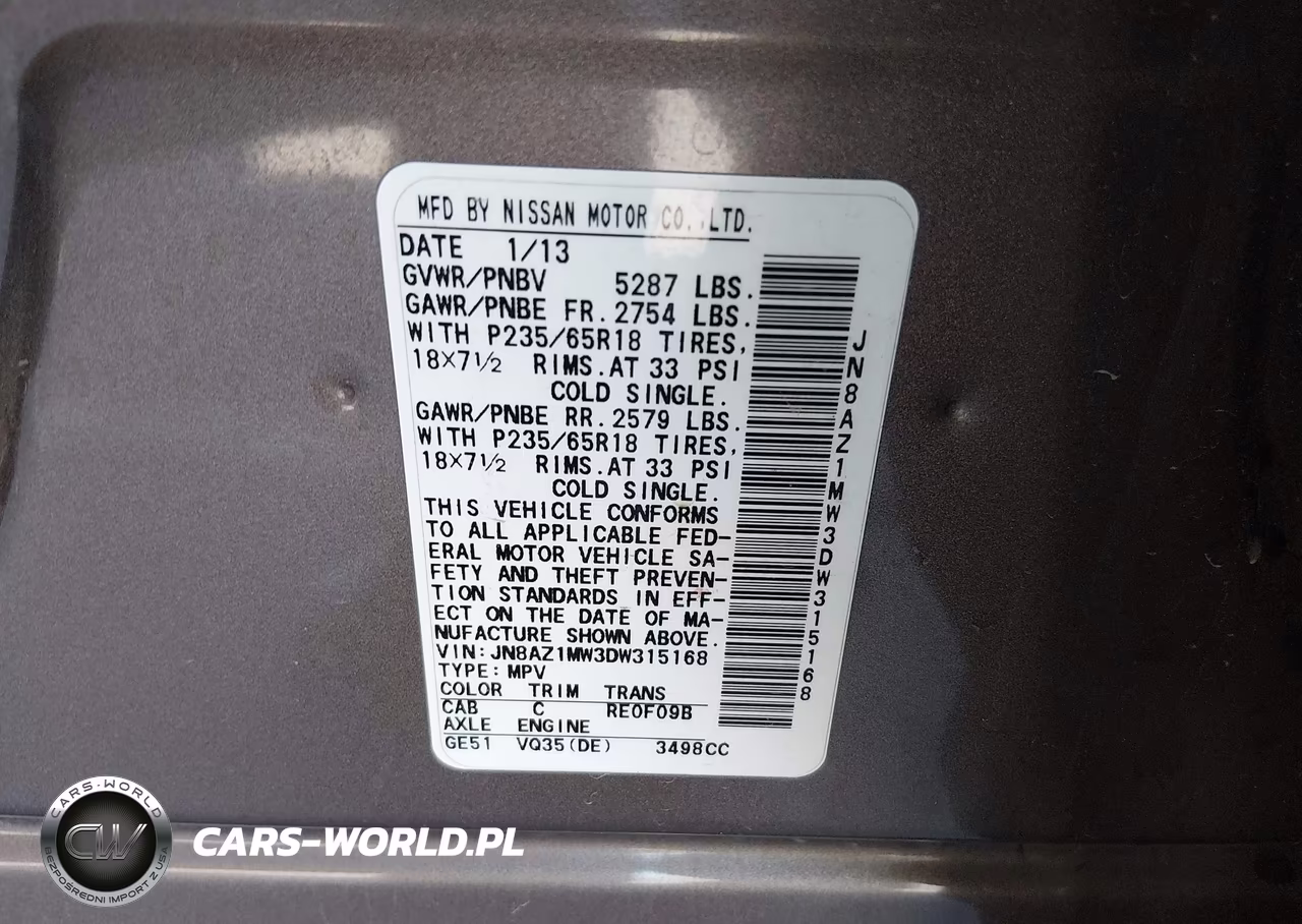 2013 Nissan Murano Sv VIN:JN8AZ1MW3DW315168 - 9