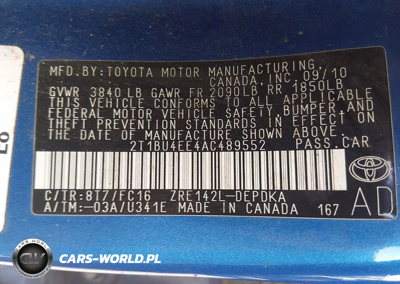 2010 Toyota Corolla Le VIN:2T1BU4EE4AC489552 - 9