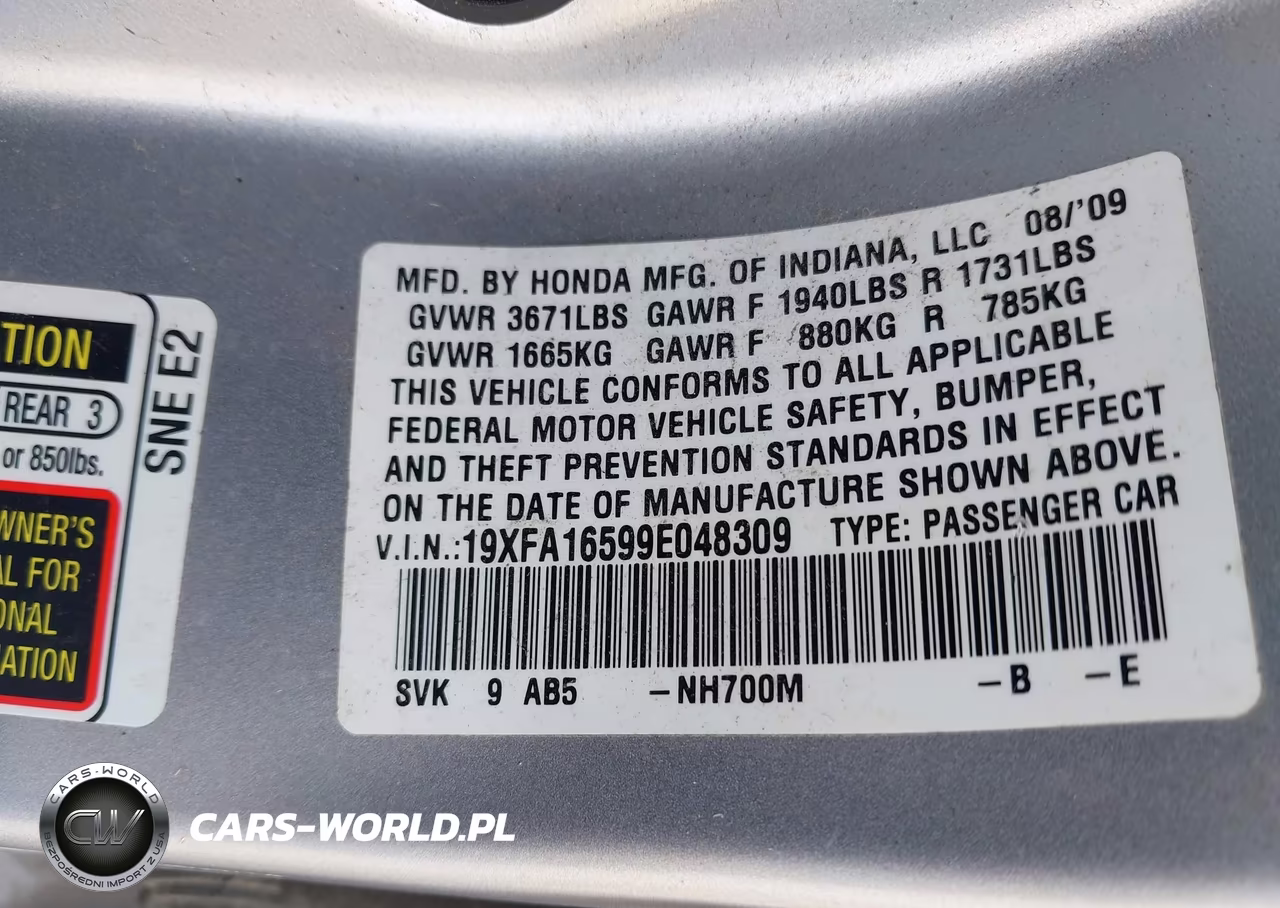 2009 Honda Civic Lx VIN:19XFA16599E048309 - 9