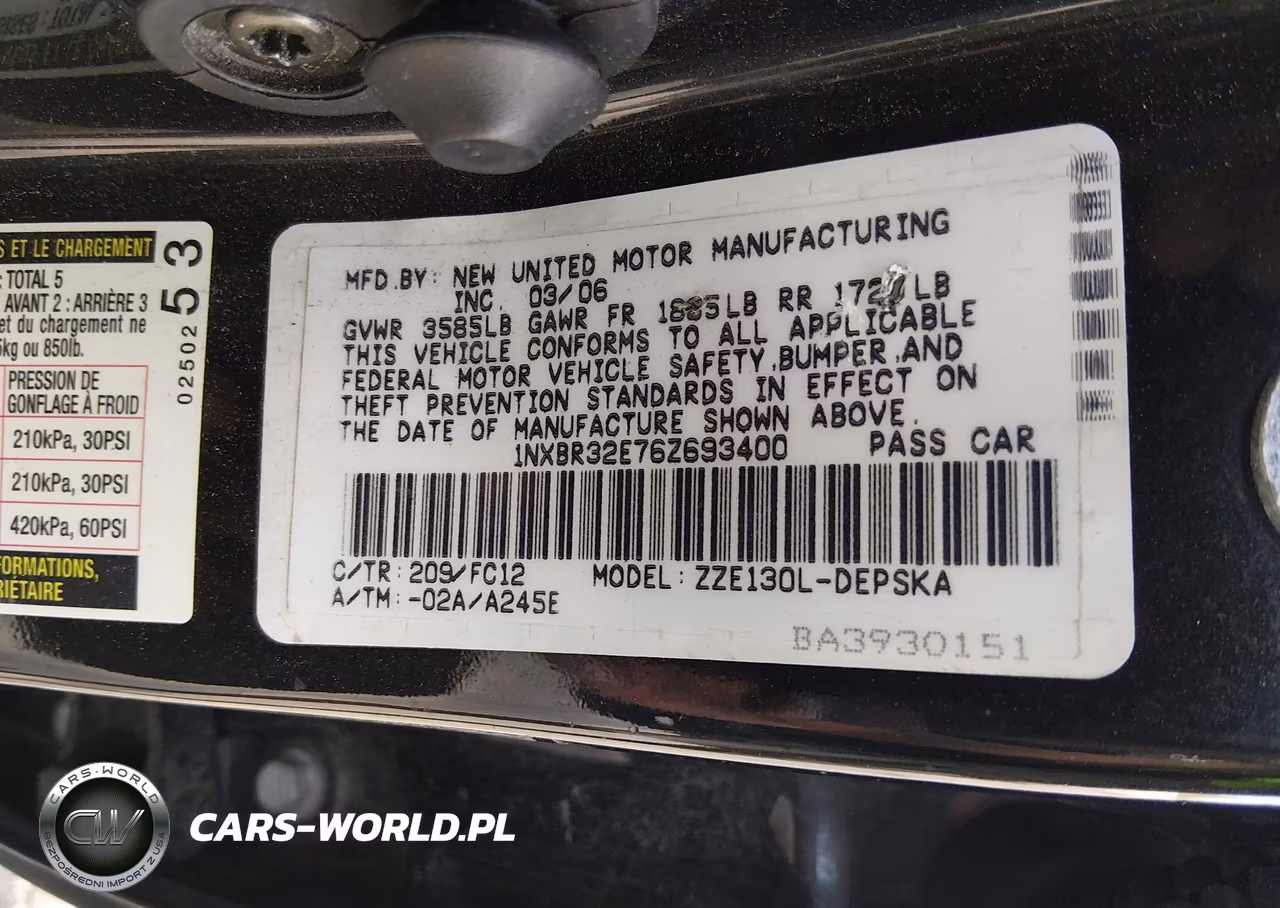 2006 Toyota Corolla S VIN:1NXBR32E76Z693400 - 9