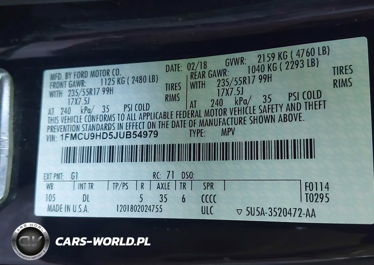 2018 Ford Escape Sel VIN:1FMCU9HD5JUB54979 - 9