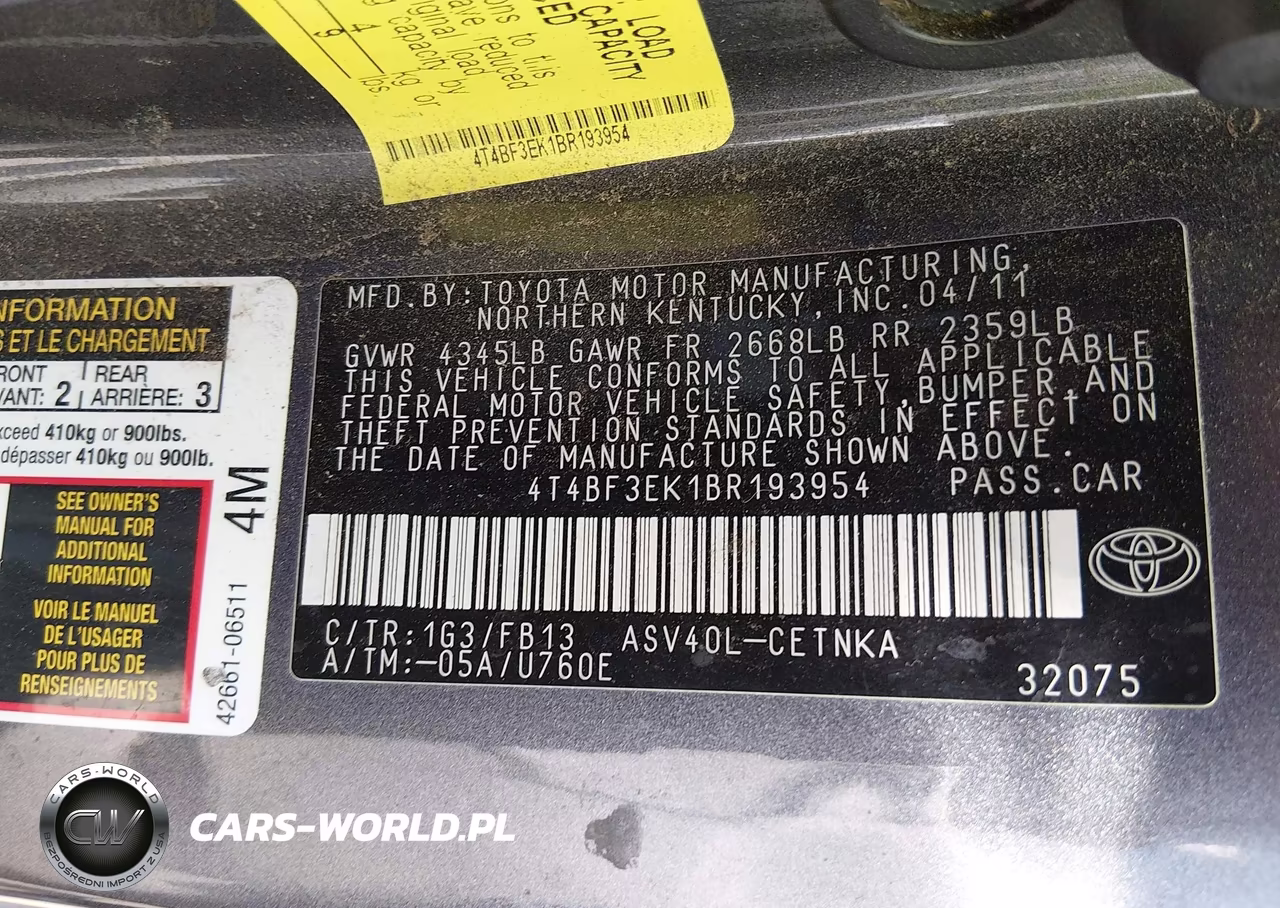 2011 Toyota Camry Le VIN:4T4BF3EK1BR193954 - 9