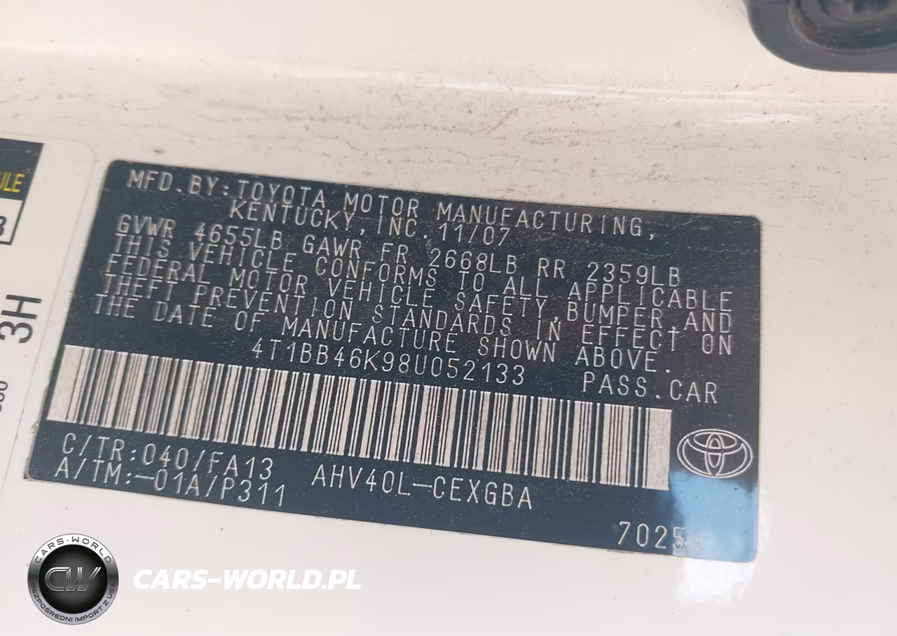2008 Toyota Camry Hybrid VIN:4T1BB46K98U052133 - 9