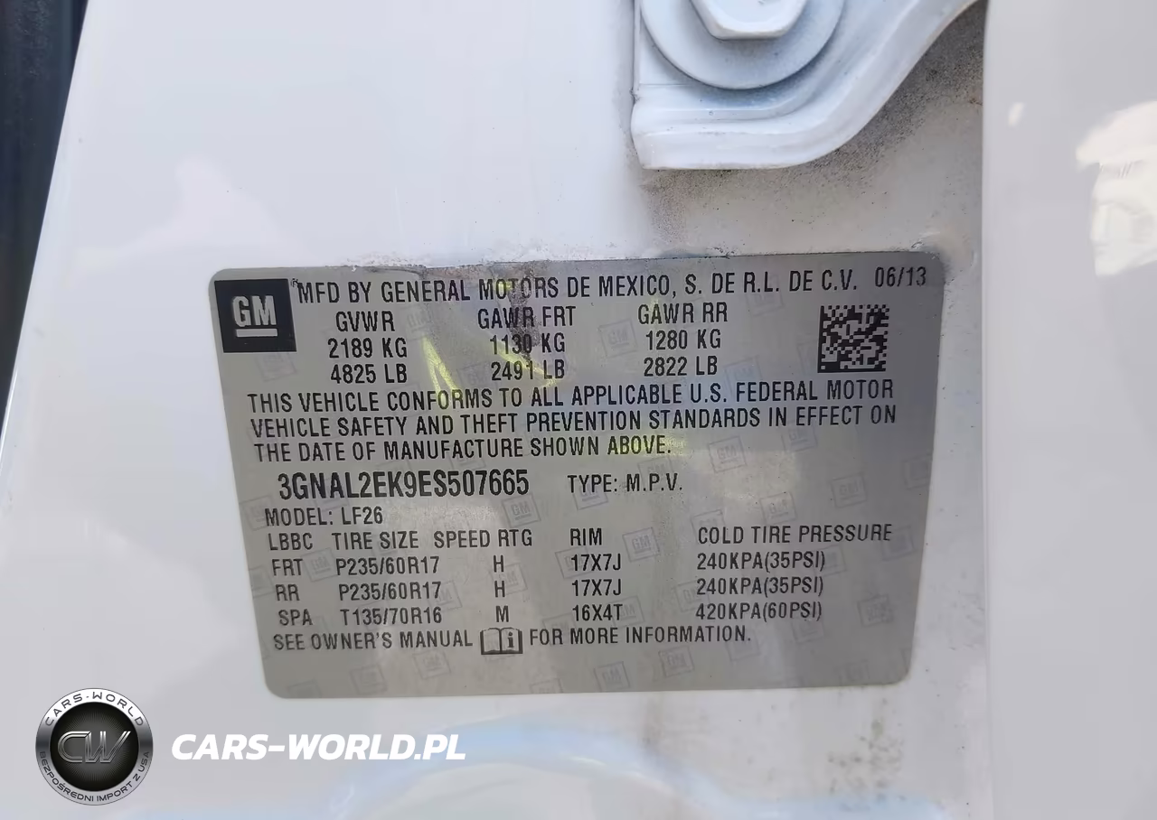 2014 Chevrolet Captiva Sport 2Ls VIN:3GNAL2EK9ES507665 - 9