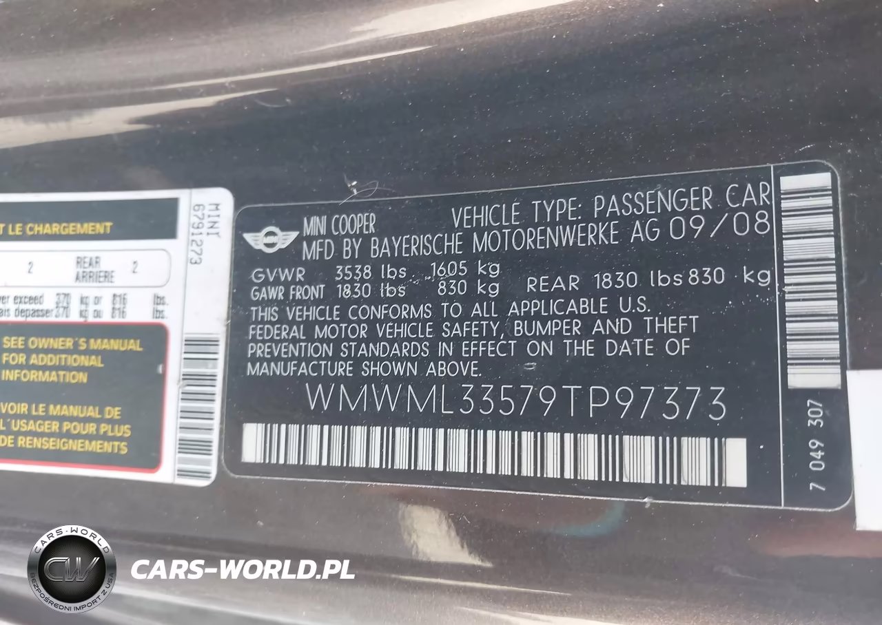 2009 Mini Cooper Clubman VIN:WMWML33579TP97373 - 9