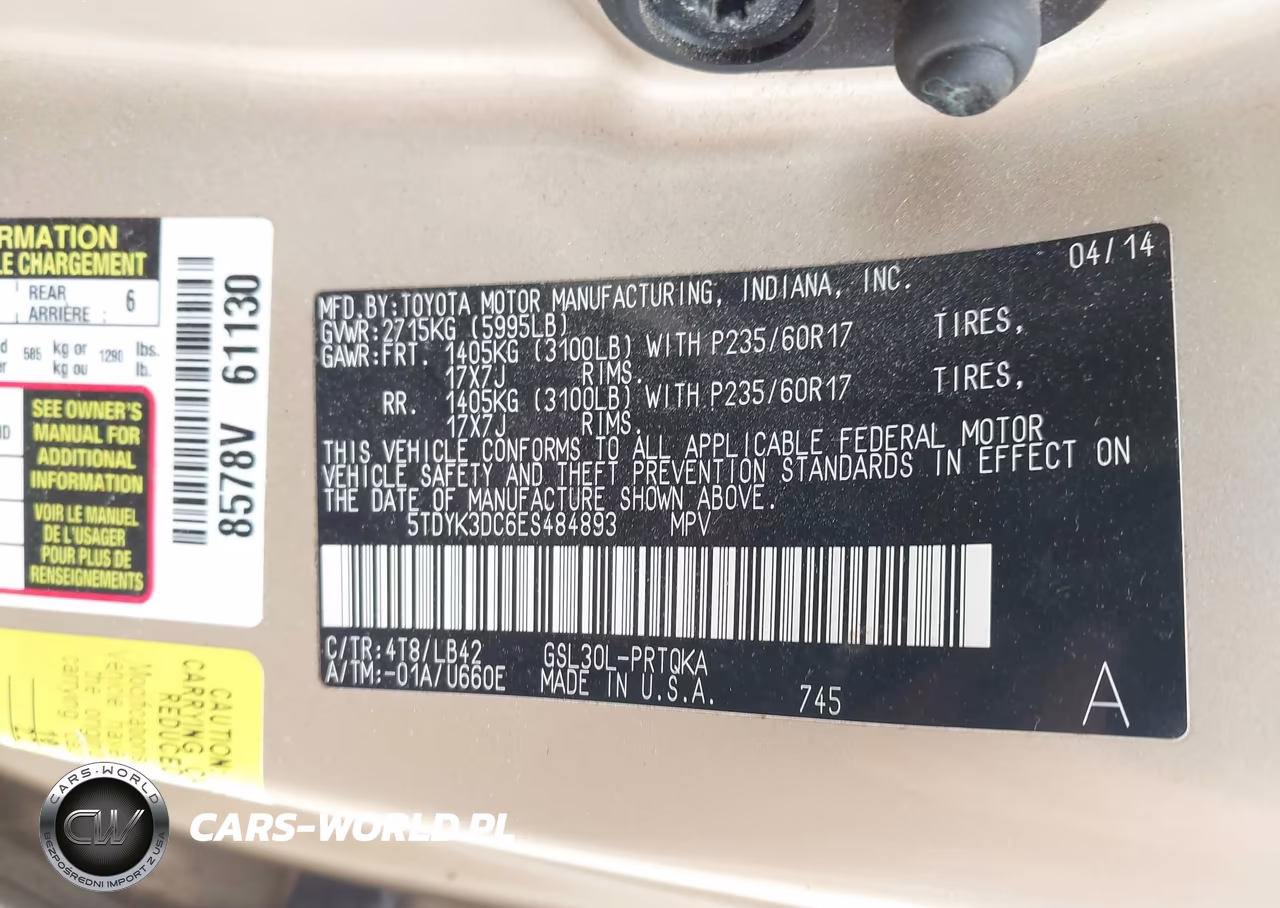 2014 Toyota Sienna Xle V6 8 Passenger VIN:5TDYK3DC6ES484893 - 9