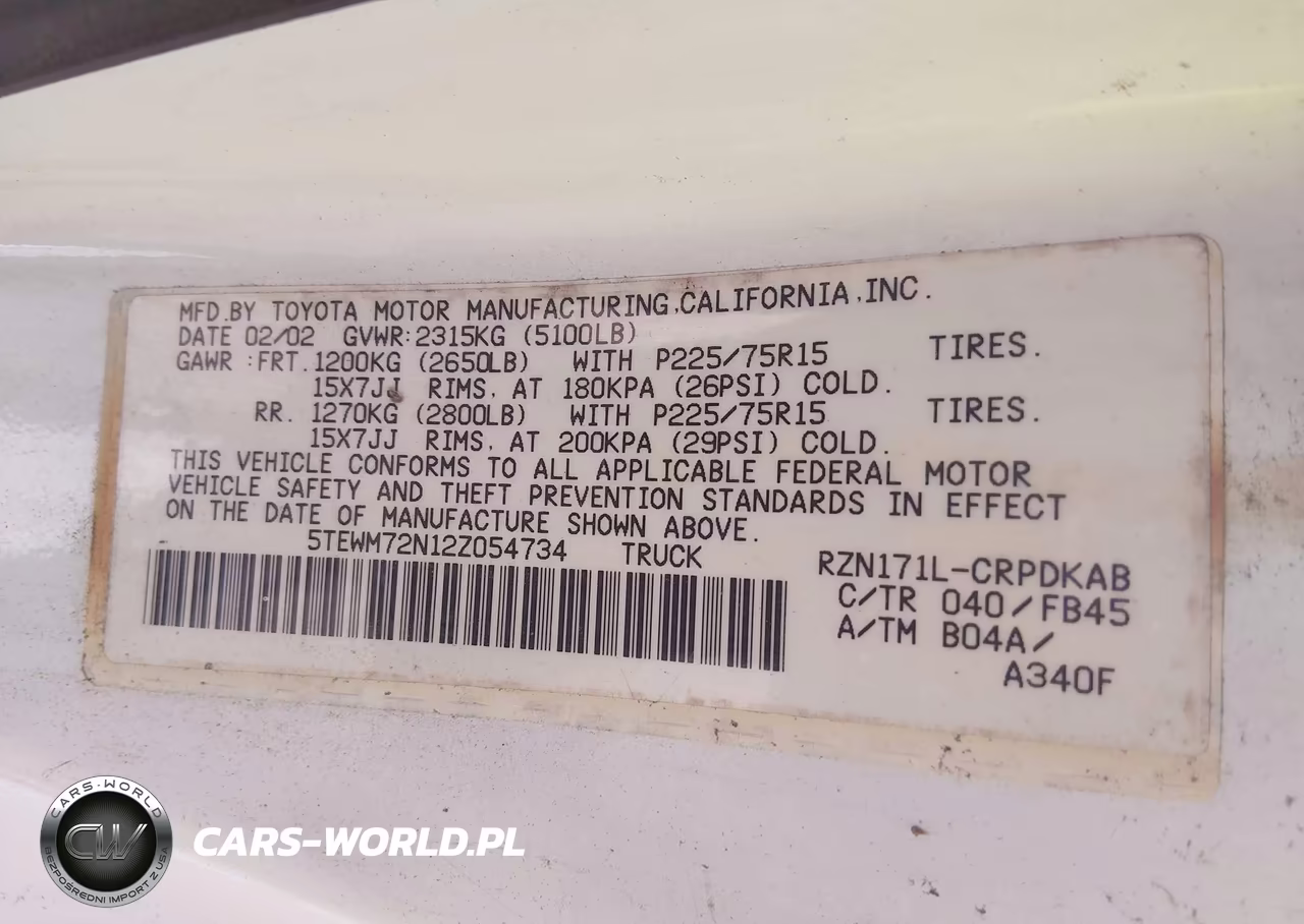2002 Toyota Tacoma VIN:5TEWM72N12Z054734 - 9