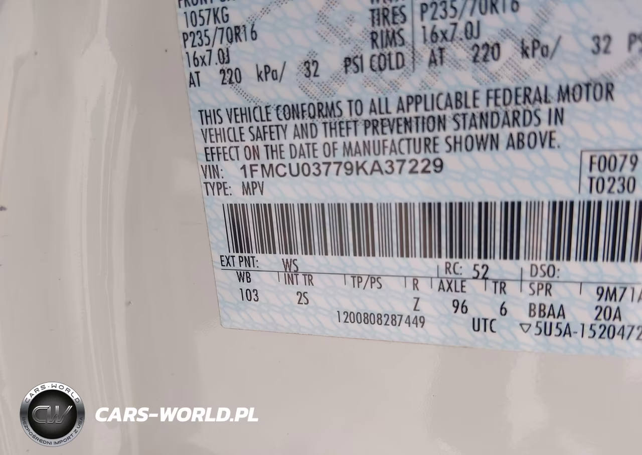 2009 Ford Escape Xlt VIN:1FMCU03779KA37229 - 9