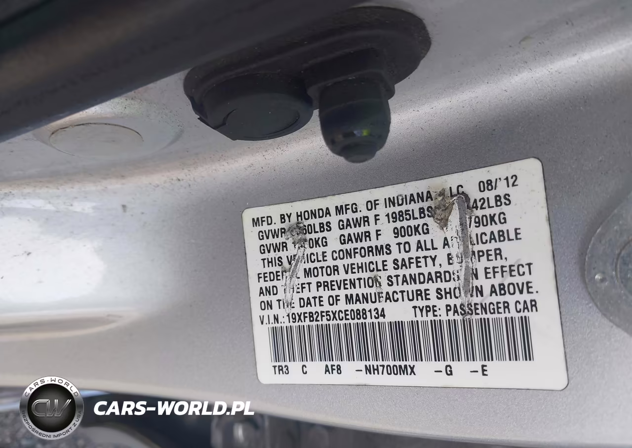 2012 Honda Civic Lx VIN:19XFB2F5XCE088134 - 9
