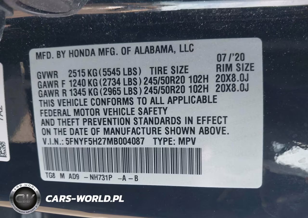 2021 Honda Pilot 2Wd Special Edition VIN:5FNYF5H27MB004087 - 9
