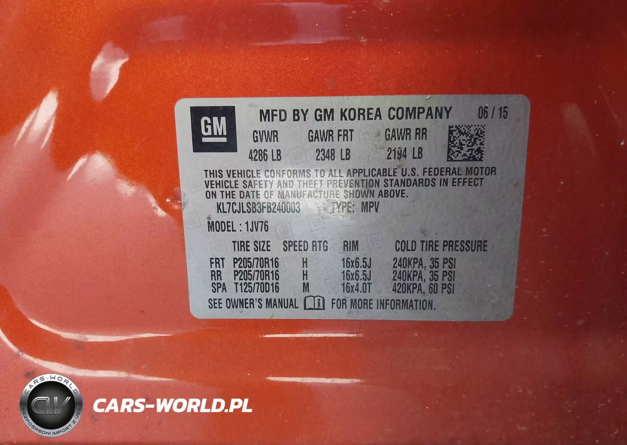 2015 Chevrolet Trax Lt VIN:KL7CJLSB3FB240003 - 9