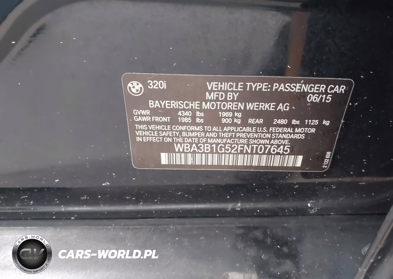 2015 BMW 320I VIN:WBA3B1G52FNT07645 - 9