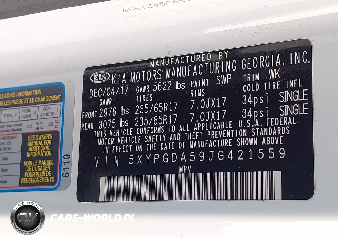 2018 Kia Sorento 3.3L Lx VIN:5XYPGDA59JG421559 - 9